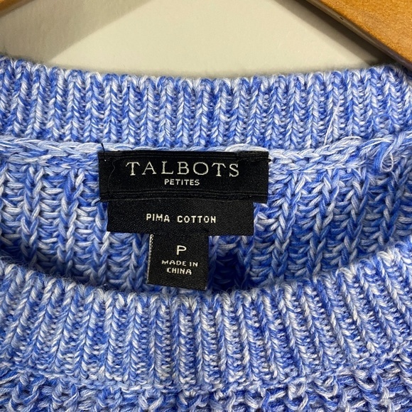 Talbots Petites Womens Pima Cotton Pullover Faux Layered Sweater Size PS Preppy - Picture 2 of 9